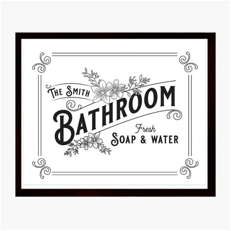 Vintage Bathroom Sign Bathroom Wall Art Personalized - Etsy