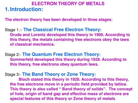 Classical Free Electron Theory Ppt