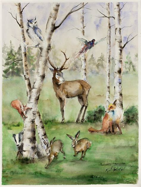 Woodland Scene - New Watercolour Painting by Tomasz Mikutel