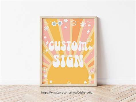 Groovy Birthday Custom Sign Two Groovy Party Sign Decorations Daisy ...