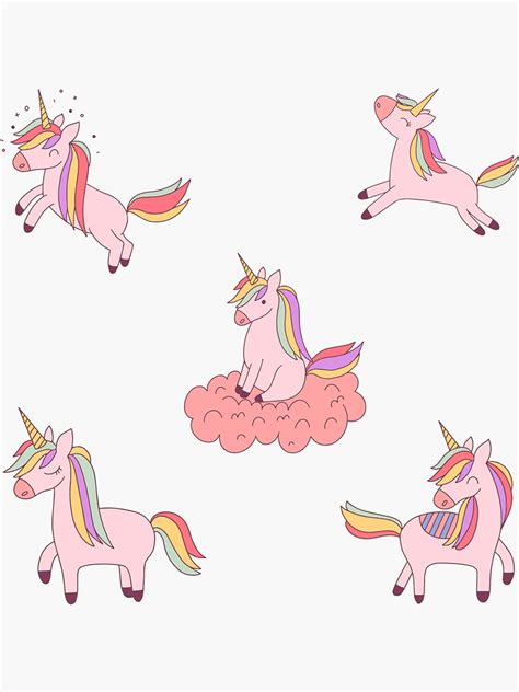 "Pink Unicorn sticker pack" Sticker by EricaRDesigns | Redbubble