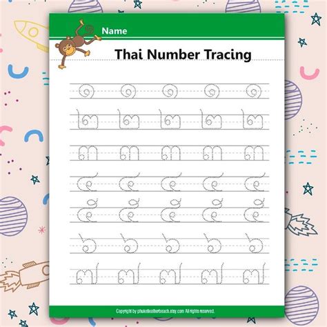 Thai Number Tracing WorksheetPrintable PDFInstant download | Etsy in 2021 | Number tracing ...