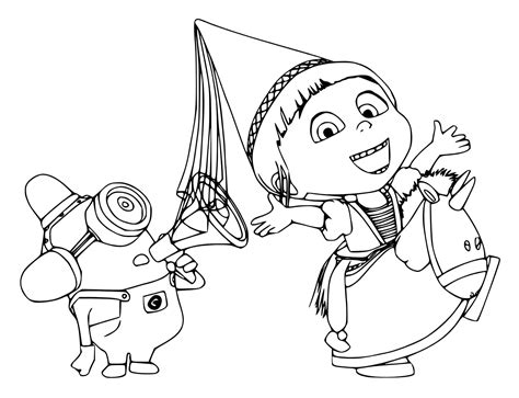 Minion and Agnes Gru coloring page - Download, Print or Color Online for Free