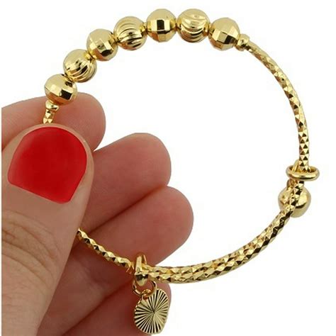 American Designs - American Designs 14K Gold-Plated Bangle Bracelet Expandable Adjustable Baby ...