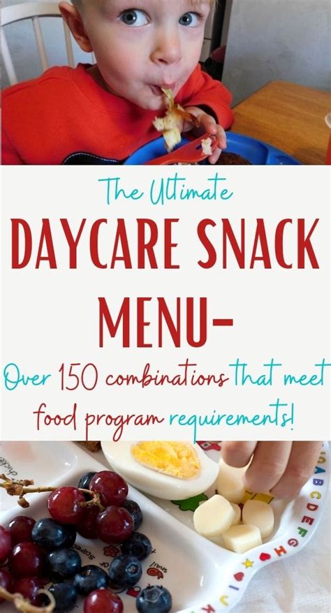 Ultimate Daycare Snack Menu-Over 150 combinations for CACFP