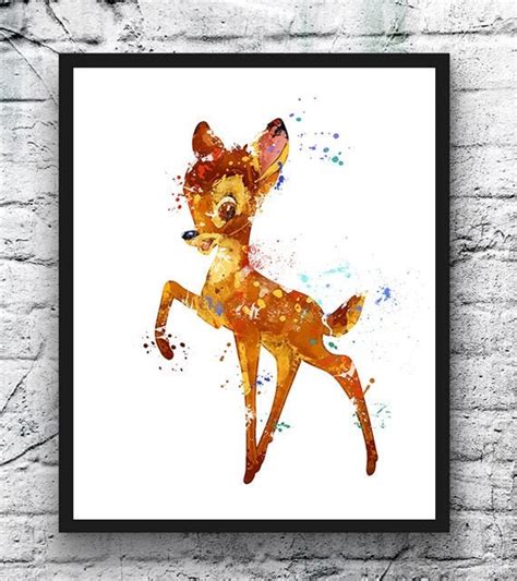 Bambi Watercolor Art Print Movie Poster Kids Room Decor | Etsy