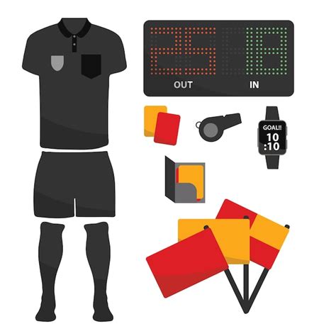 Premium Vector | Football Soccer Referee Item Equipment Collection