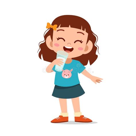 Girl drink milk. stock vector. Illustration of child - 68769965