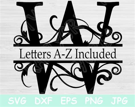 Split letter svg monogram svg alphabet font svg files for etsy – Artofit