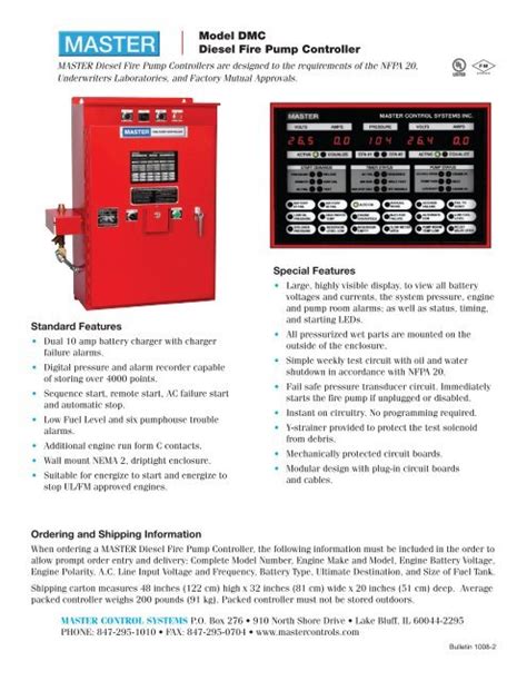 Model DMC Diesel Fire Pump Controller - Master Control Systems, Inc