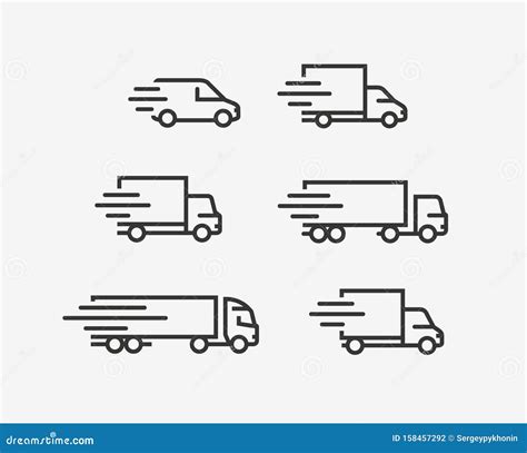 Truck Icon Set. Freight, Delivery Symbol. Vector Illustration Stock Vector - Illustration of ...