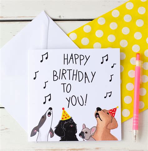 Dogs Singing Happy Birthday. Birthday Card for a Dog Lover | fizzi~jayne