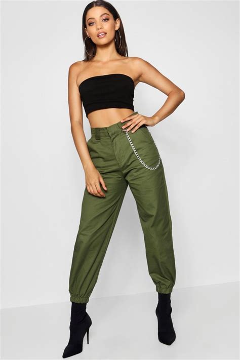 Chain Trim Cargo Pants | boohoo Australia | Cargo pants women outfit ...