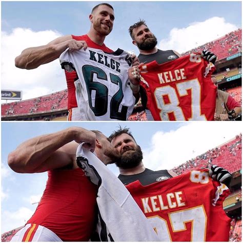 Travis & Jason Kelce enjoy a moment after the Chiefs and Eagles game on ...