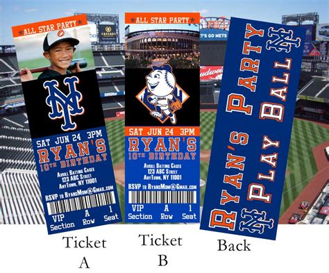 New York Mets Birthday Ticket Invitation | Etsy | Mets birthday party ...