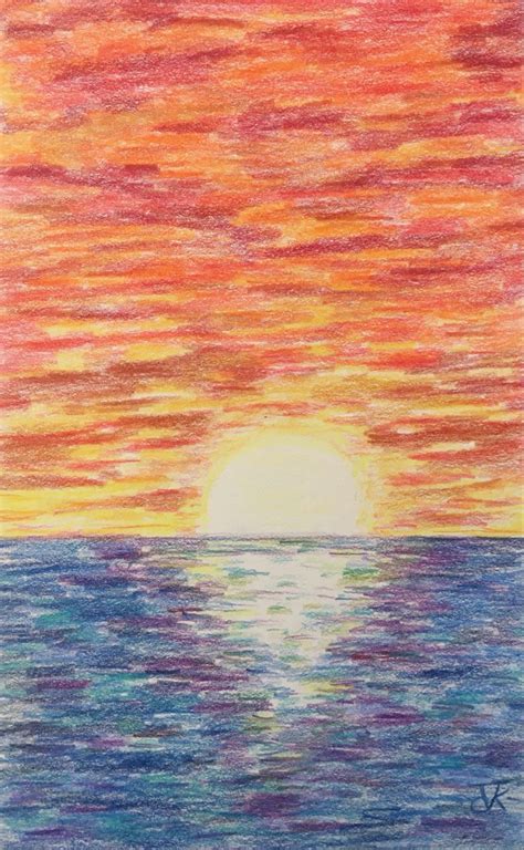 Sunset | Colored pencil artwork ideas, Crayon drawings, Colored pencil artwork