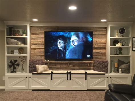 Our hand crafted entertainment center built in with 75 yr old reclaime… | Living room ...