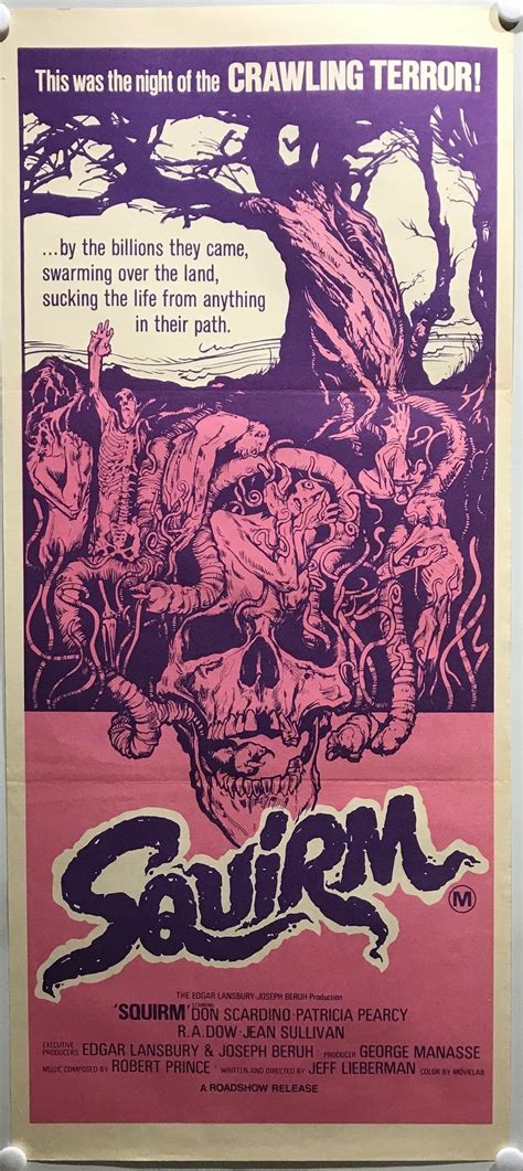 ORIGINAL DAYBILL MOVIE POSTER - SQUIRM - HORROR - Don Scardino, Patricia Pearcy, R.A. Dow, Jean ...