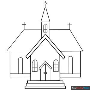 Church Coloring Page | Easy Drawing Guides