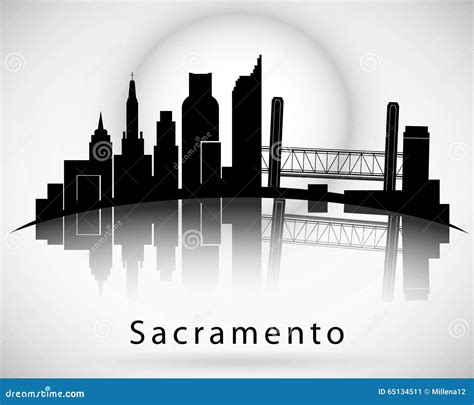 Sacramento skyline stock vector. Illustration of reflection - 65134511