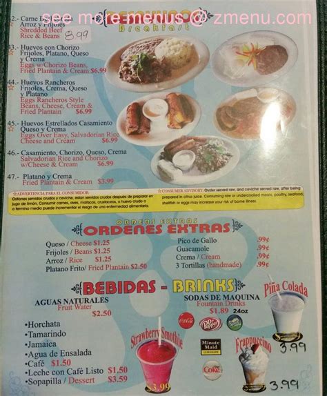 Menu at Cristina's Salvadorean Food restaurant, Avondale, W Indian School Rd