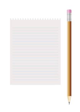 Blank Lined Paper And Pencil With Eraser Note School Business Vector, Note, School, Business PNG ...