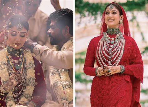 Nayanthara-Vignesh Shivan wedding: Bride looks opulent in vermillion red custom saree with ...