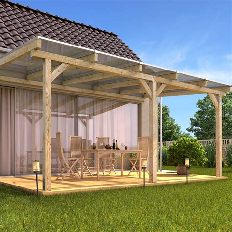 Solid Wood Canopy Set Roof Polycarbonate Sheet Garden Patio 400x300cm Outdoor | eBay