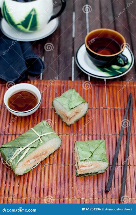 Banh Chung, Traditional Present for Lunar New Year, Vietnamese Dish. Stock Photo - Image of ...