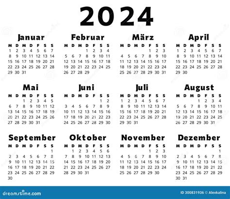 GERMAN Calendar for 2024. Printable, Editable Vector Illustration for ...