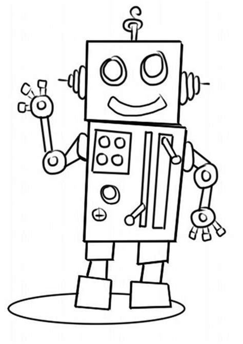 Chico Robot Fácil para colorear, imprimir e dibujar –ColoringOnly.Com