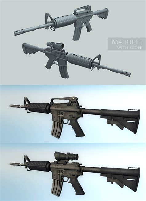 M4 rifle + scope by floydworx on DeviantArt