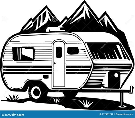 Camper RV Motorhome Logo Monochrome Design Style Stock Vector - Illustration of caravan, icon ...