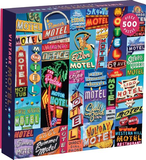 Galison Vintage Motel Signs 500 Piece Jigsaw Puzzle for Adults, Classic ...