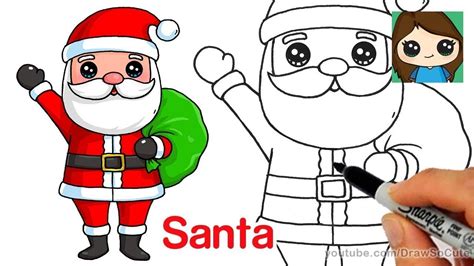 How to draw santa claus-christmas drawings-Draw Cute Art For Kids