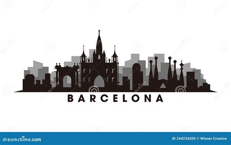 Barcelona Skyline and Landmarks Silhouette Vector Stock Vector ...