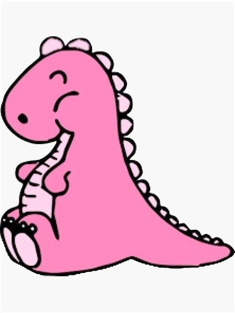 "Pink Dinosaur Sticker" Sticker for Sale by tullabee | Redbubble