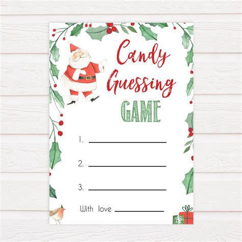 Free Printable Candy Guessing Game