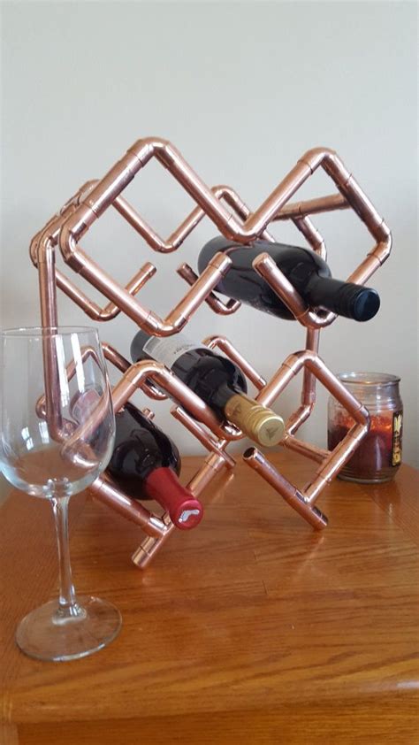 6 Bottle Copper Wine Rack by MattsIndustDecor on Etsy | Copper wine ...