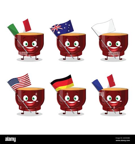 Kava drink cartoon character bring the flags of various countries. Vector illustration Stock ...