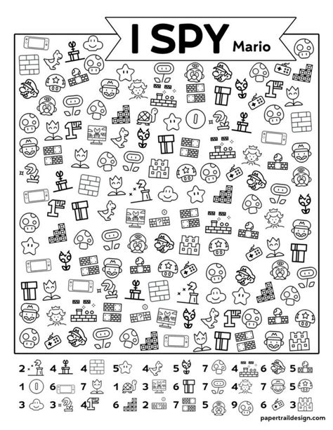 Free Printable I Spy Super Mario Activity