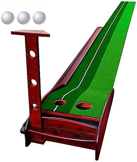 Buy Golf Indoor Putting Green Solid Wood Putter Trainer with Automatic ...