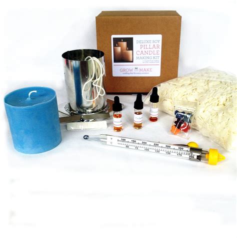 Deluxe Pillar Soy Wax Candle Making Kit Makes 4 by GrowandMake