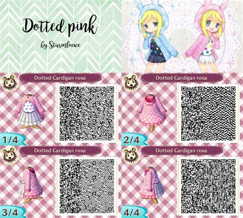 animal crossing new leaf qr code cute pink white dotted dress with hood outfit fashion mode ...