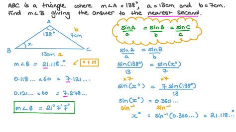 Question Video: Using the Sine Rule to Find the Size of an Angle of a ...