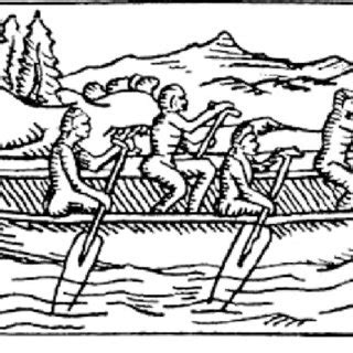 A dugout canoe used by the Taíno as shown by Benzoni (1563) | Download ...