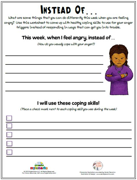Anger Triggers And Coping Skills Worksheet