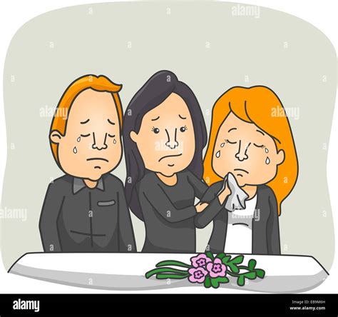 Illustration group grieving crying funeral hi-res stock photography and images - Alamy