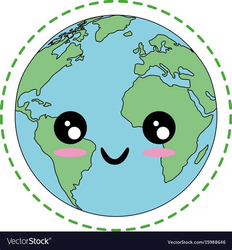 Kawaii earth planet icon Royalty Free Vector Image