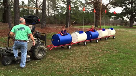 Homemade hand truck + barrel train built by Papa B!! - YouTube